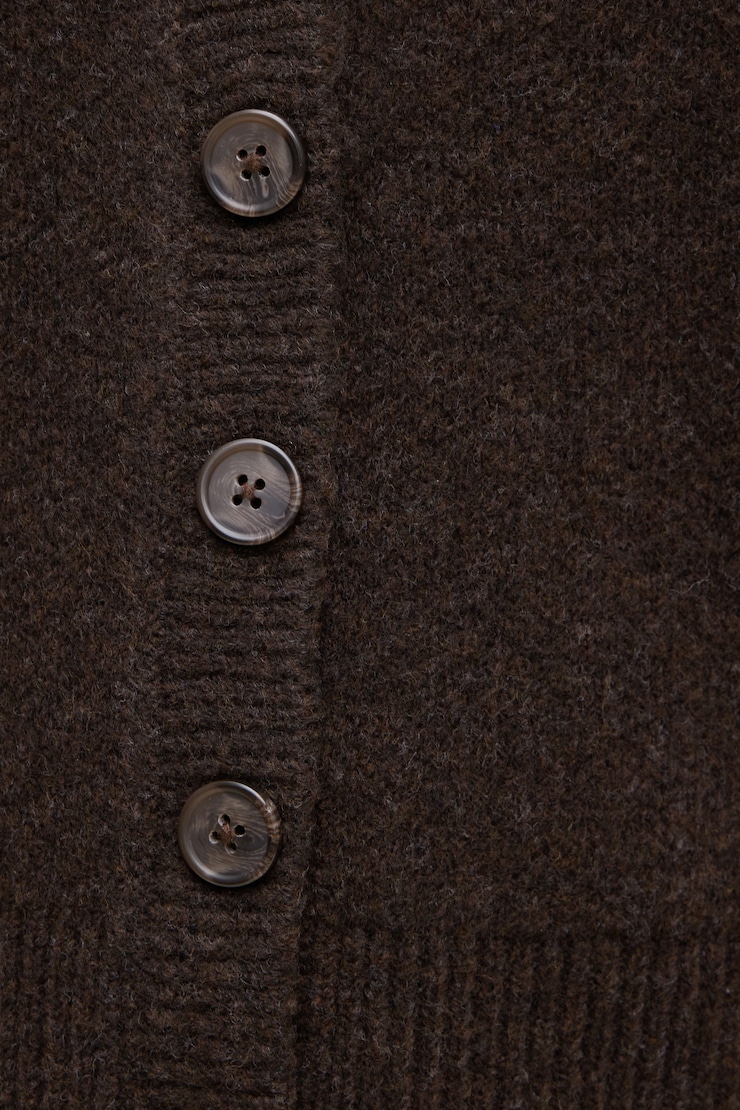 Relaxed V Neck Cardigan - Brown - Women Clothing