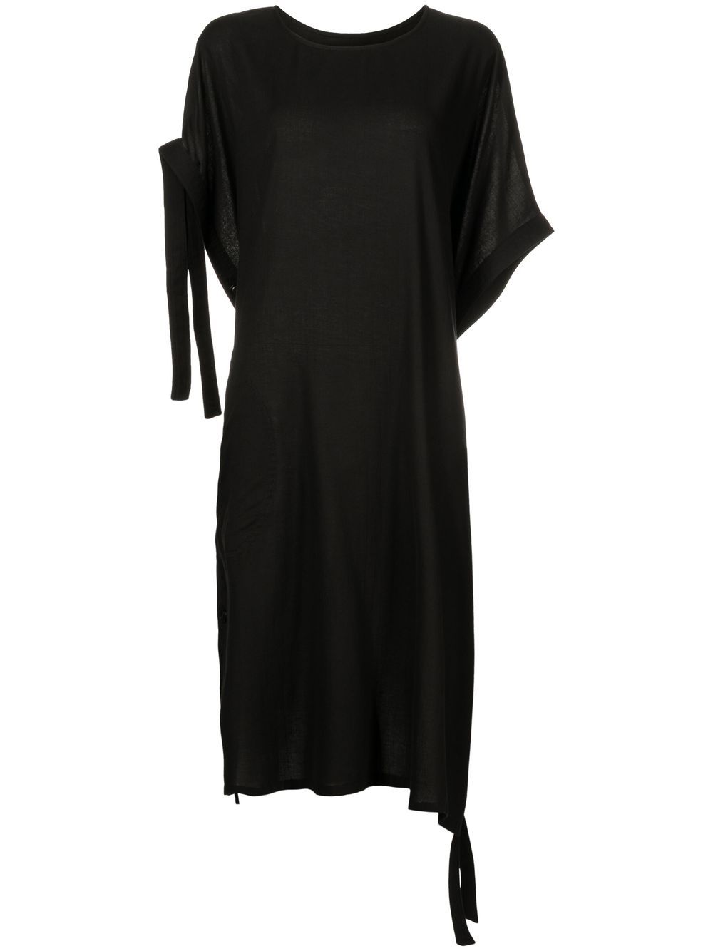 Buttoned side-tie midi dress - Black