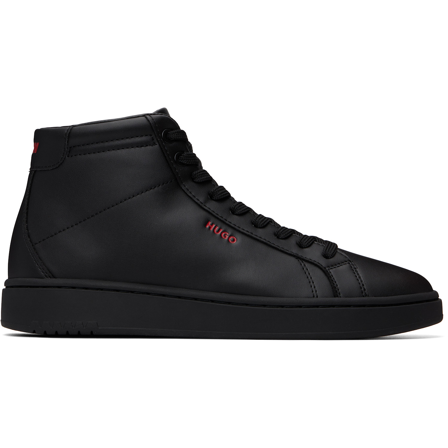 Black Faux-Leather High-Top Sneakers