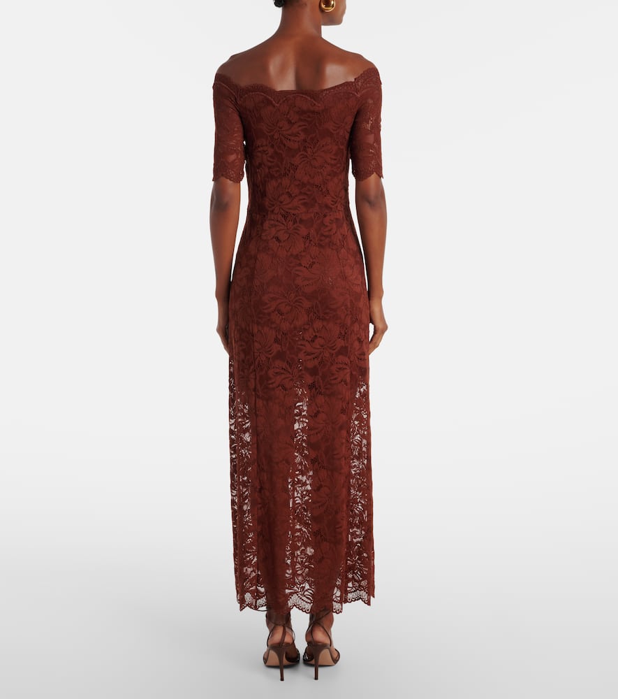 Off-shoulder lace maxi dress