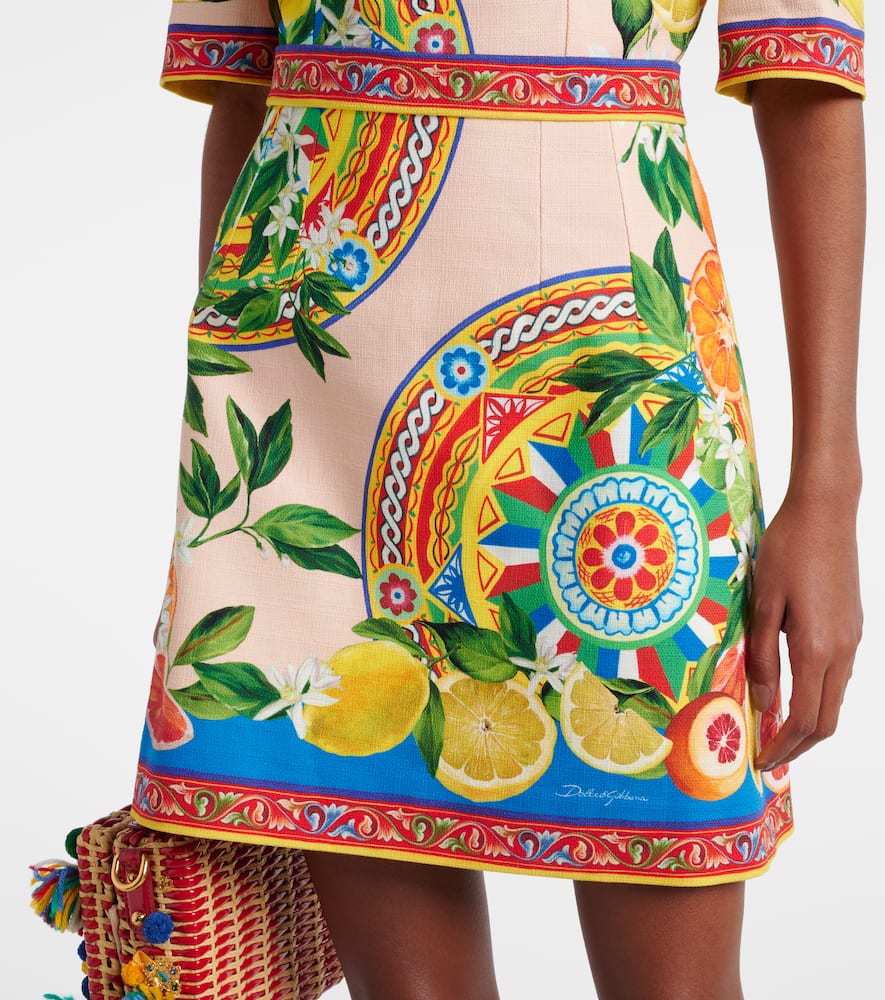 Printed cotton-blend minidress
