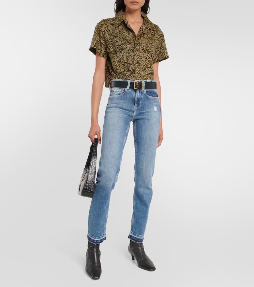 Girlfriend mid-rise straight jeans