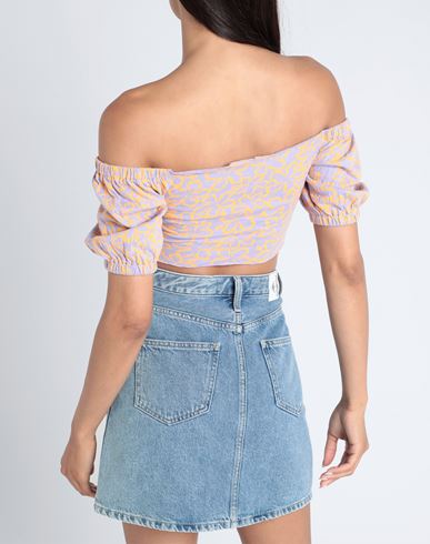 Rx Top Flirty Walk Printed Woman Top Mauve Size L Cotton, Elastane