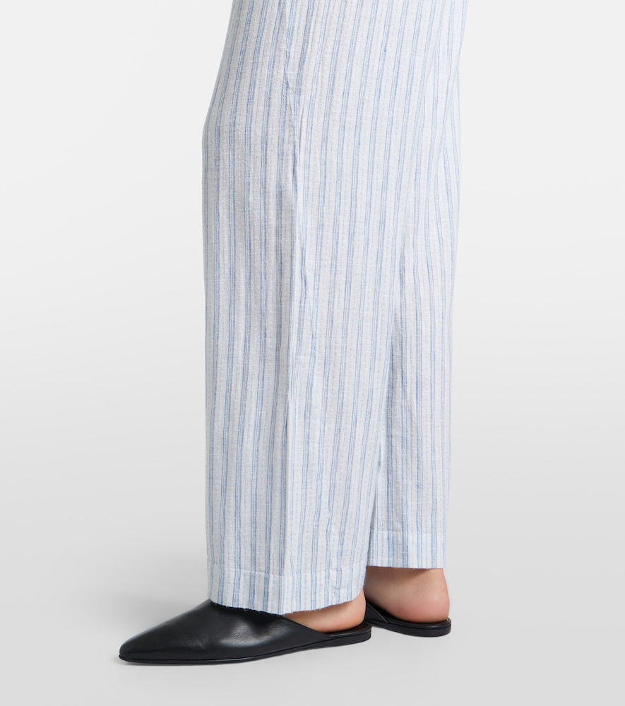 Evony striped cotton and linen wide-leg pants