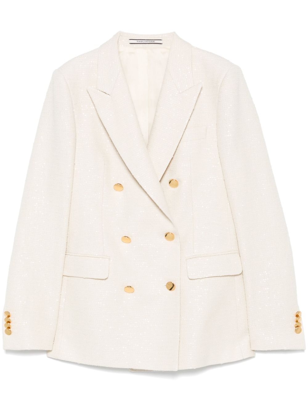 Double-Breasted Cotton Blend Blazer — Ecru
