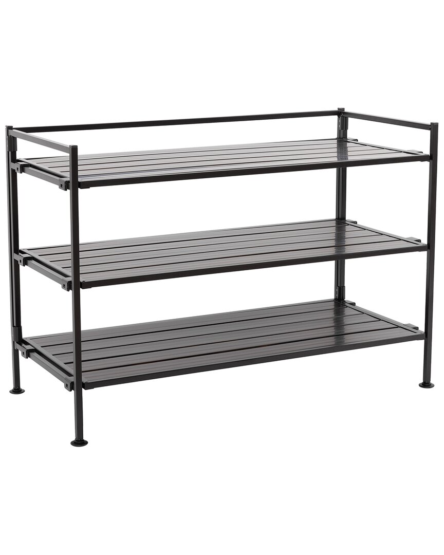 Seville Classics 3-Tier Stackable Metal Slat 12-Pair Shoe Rack for