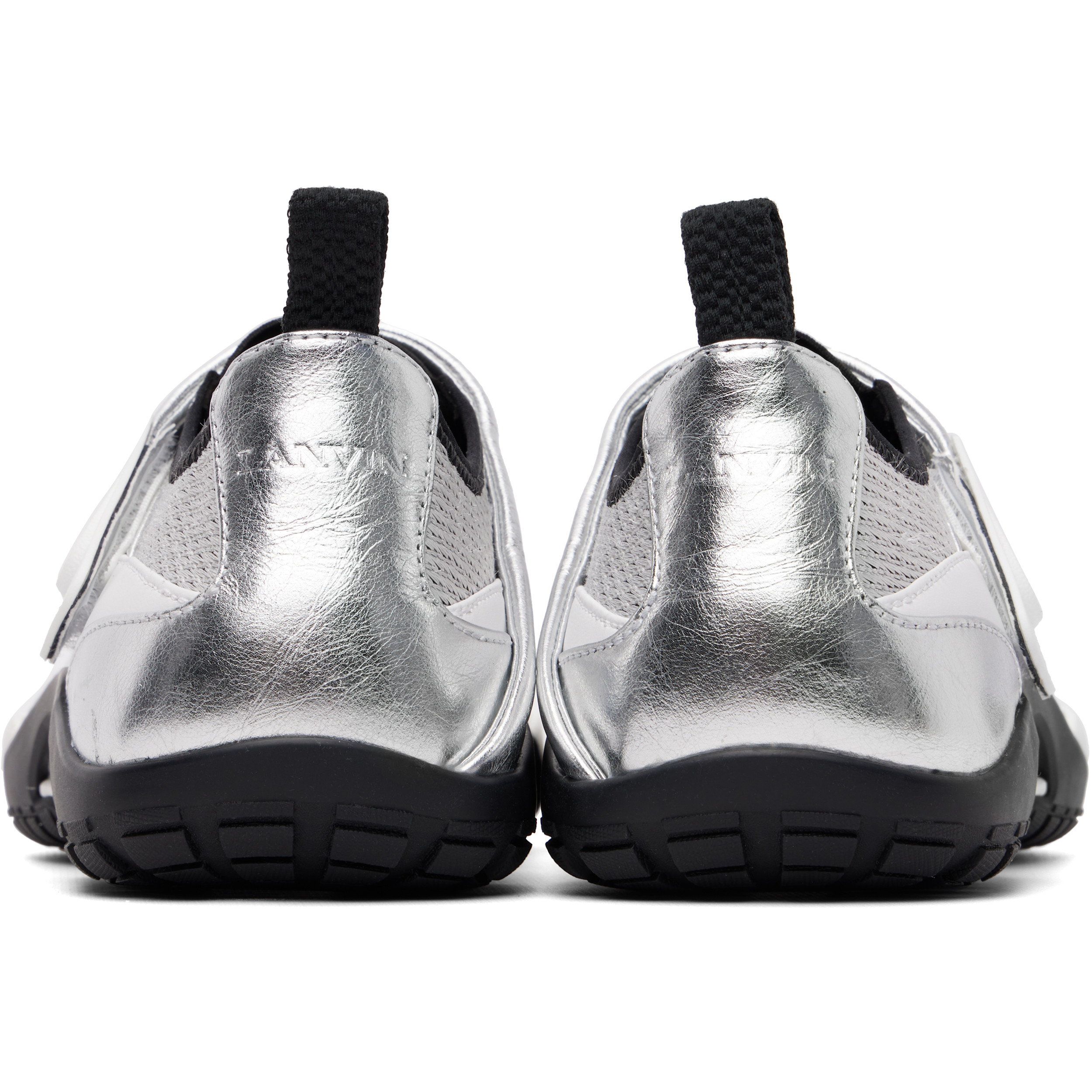 Silver LNV1 Crinkled Metallic Leather Sneakers
