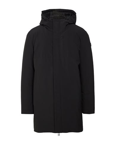 Man Coat Black Size XL Nylon, Elastane