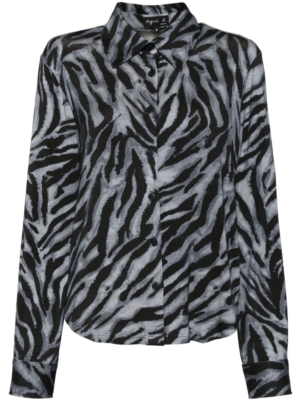 Zebra-printed jersey shirt - Blue