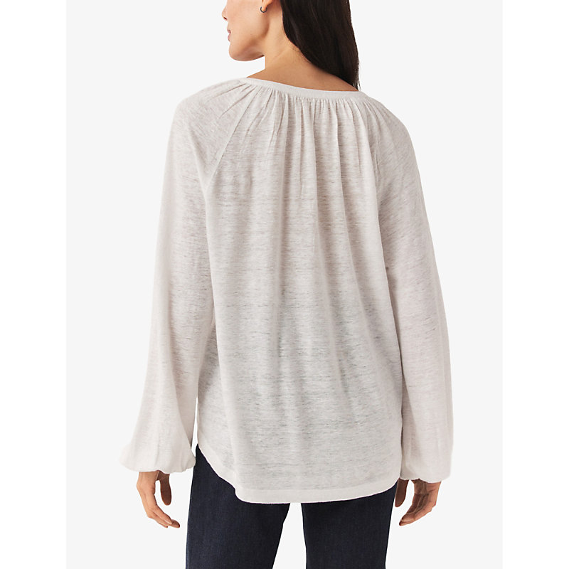 Womens White Patch-pocket Relaxed-fit Organic-cotton Blouse