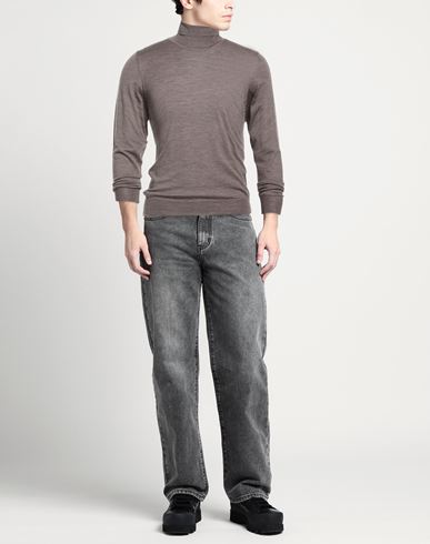 Man Turtleneck Taupe Size 36 Merino Wool