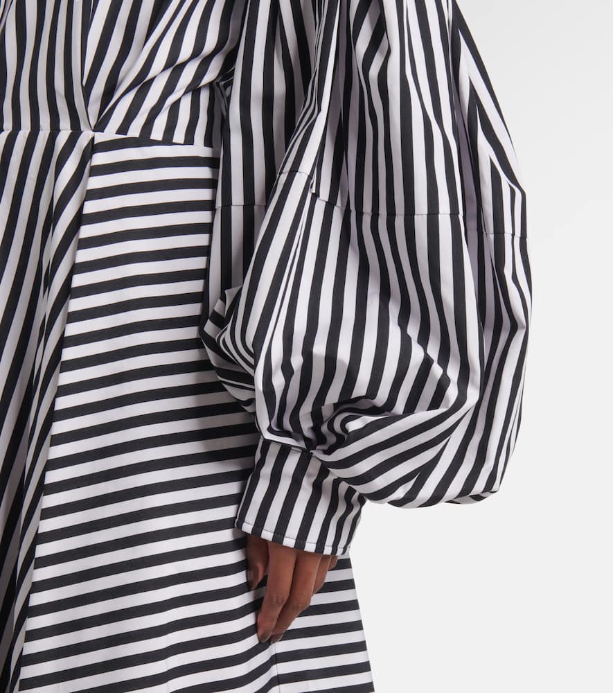 Striped cotton poplin midi dress