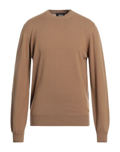Alpha Studio Man Sweater Camel Size 42 Wool