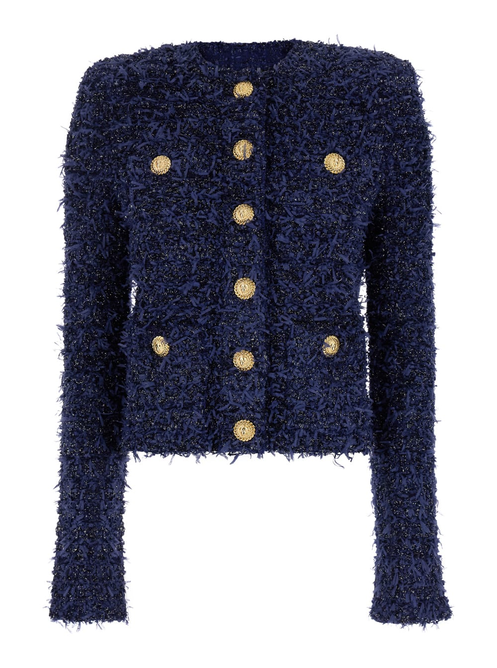 Buttoned tweed jacket - Blue