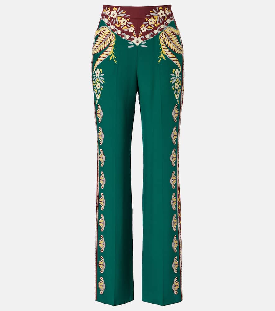 Printed silk wide-leg pants