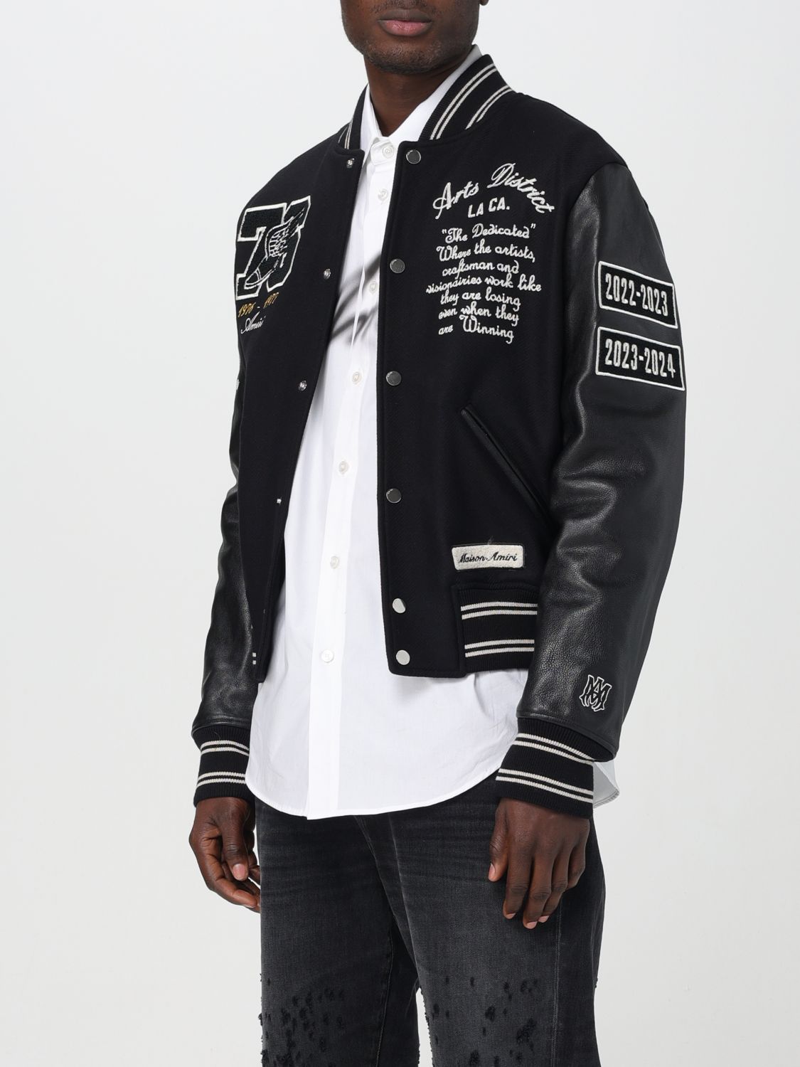 Eagle Varsity leather-panelled bomber jacket - Black