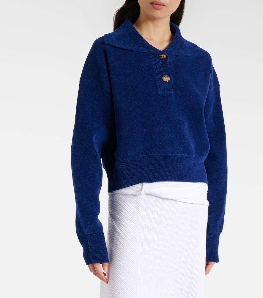 Cropped cotton-blend velvet sweatshirt