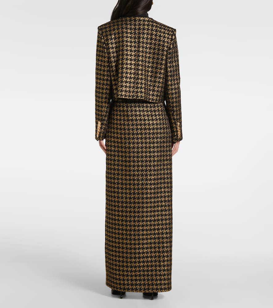 Houndstooth lamé tweed jacket
