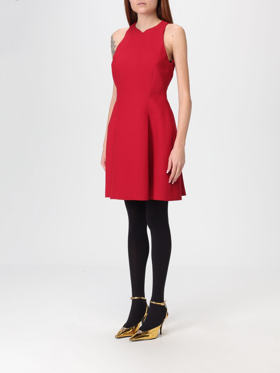 Halter-neck A-line dress - Red