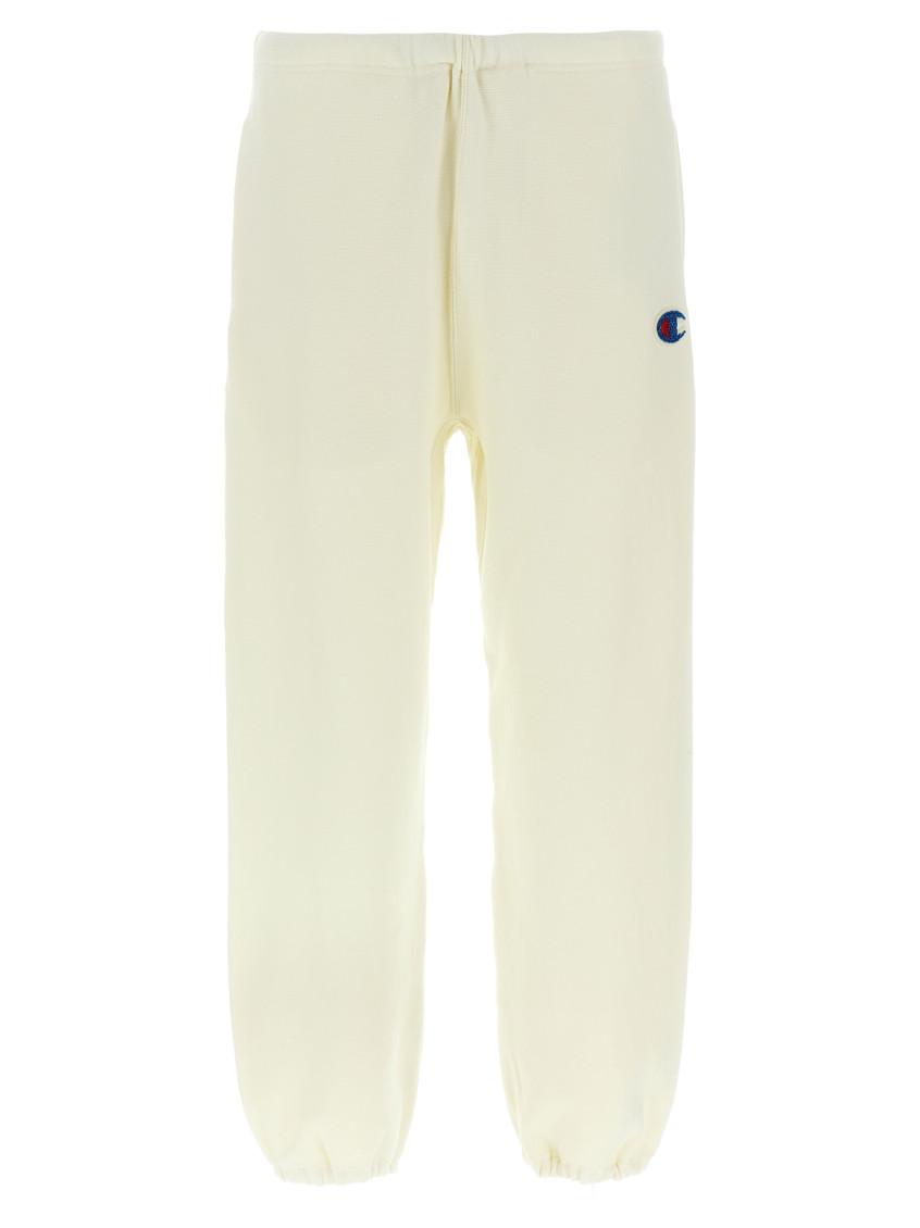 Ivory White Cotton Solid Joggers