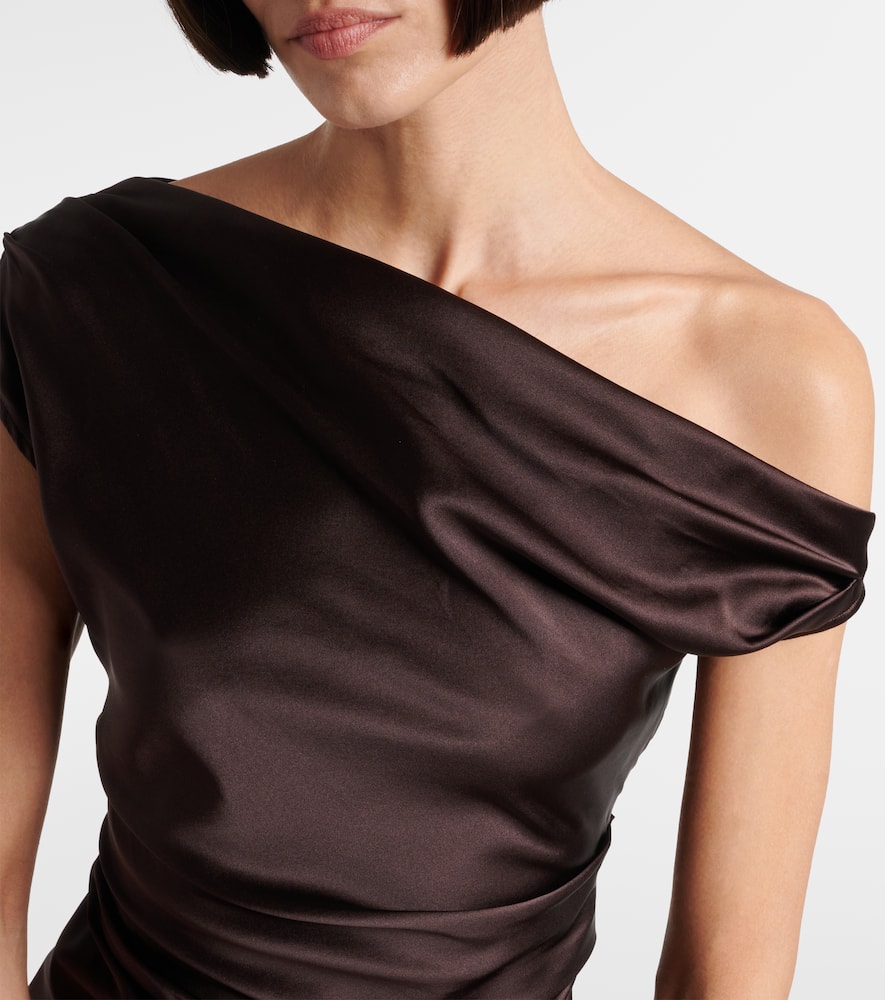 Phare one-shoulder silk-blend satin top