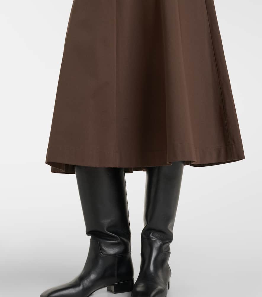 Cotton twill midi skirt