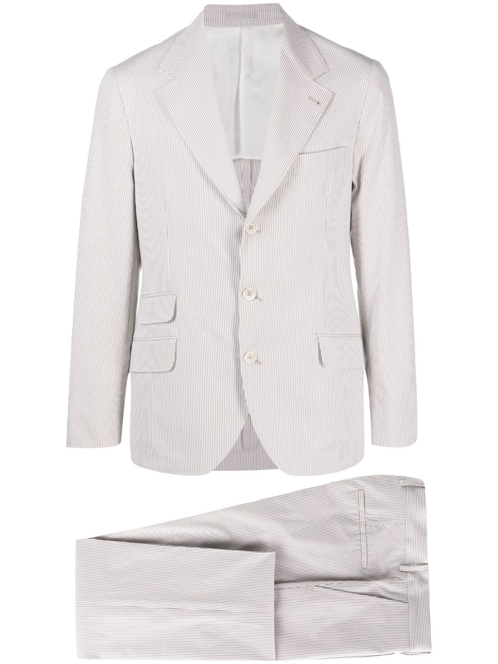 Single-breasted striped cotton suit - Neutrals