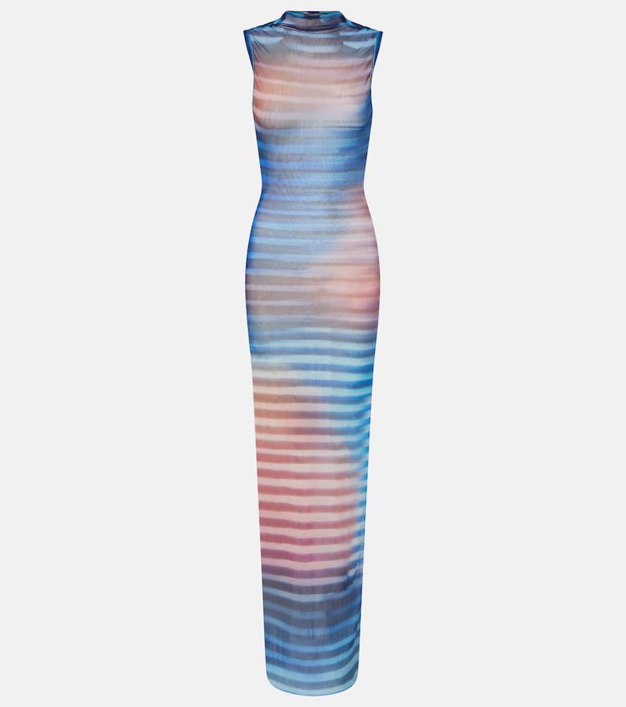 Air striped tulle maxi dress