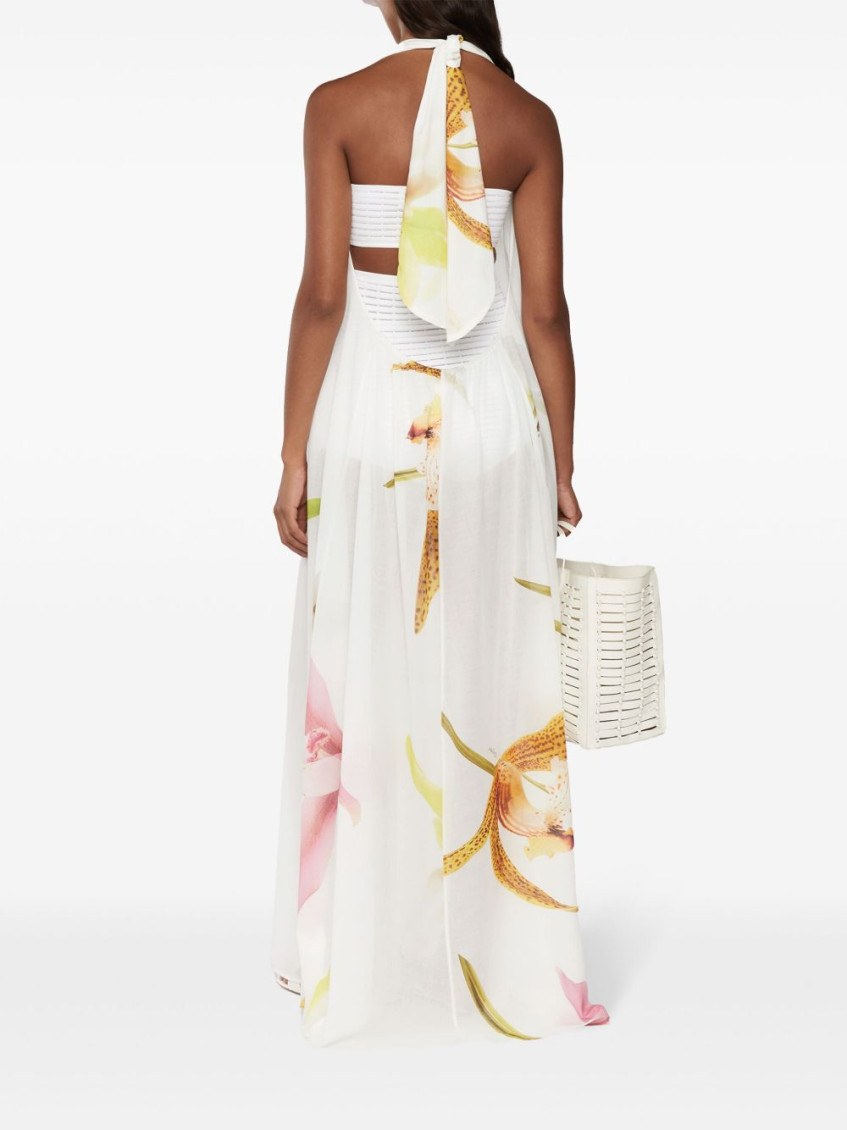 Long Dress With Orchid Print