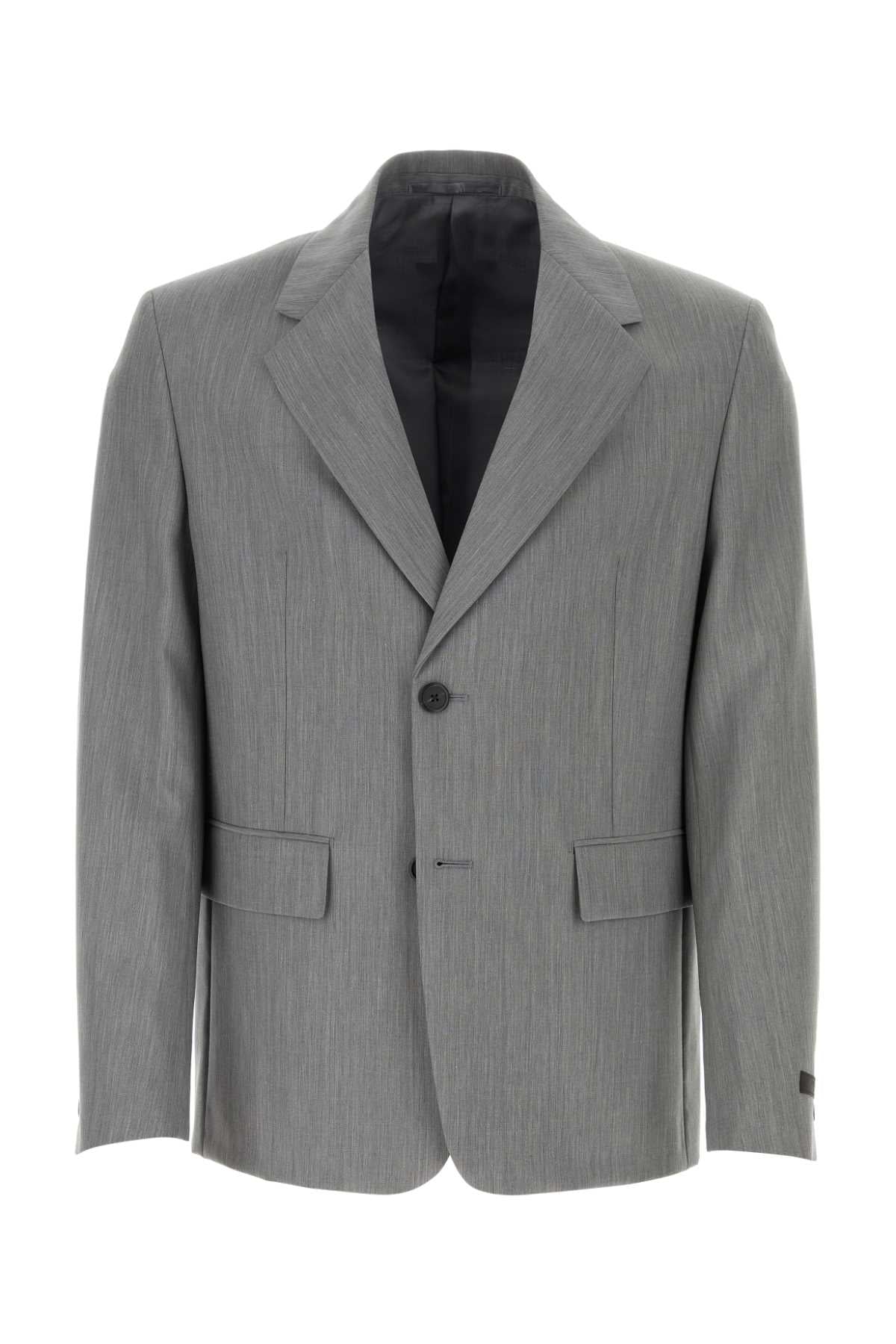 Melange Wool Blend Blazer — Gray