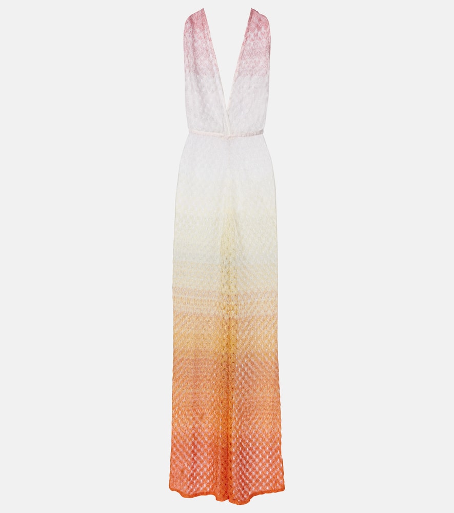 Open-knit lamé jumpsuit