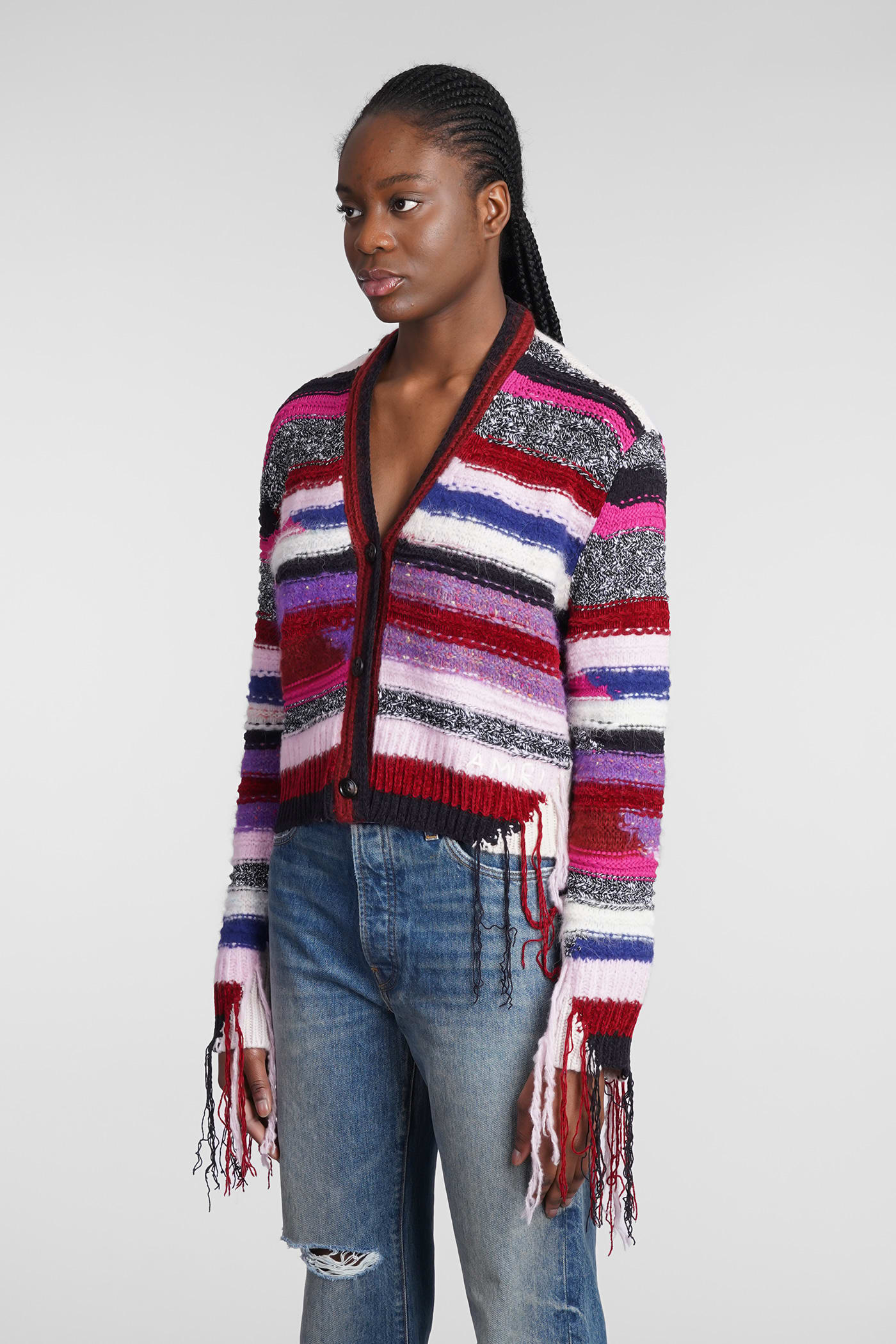 Cardigan In Multicolor Cotton And Nylon