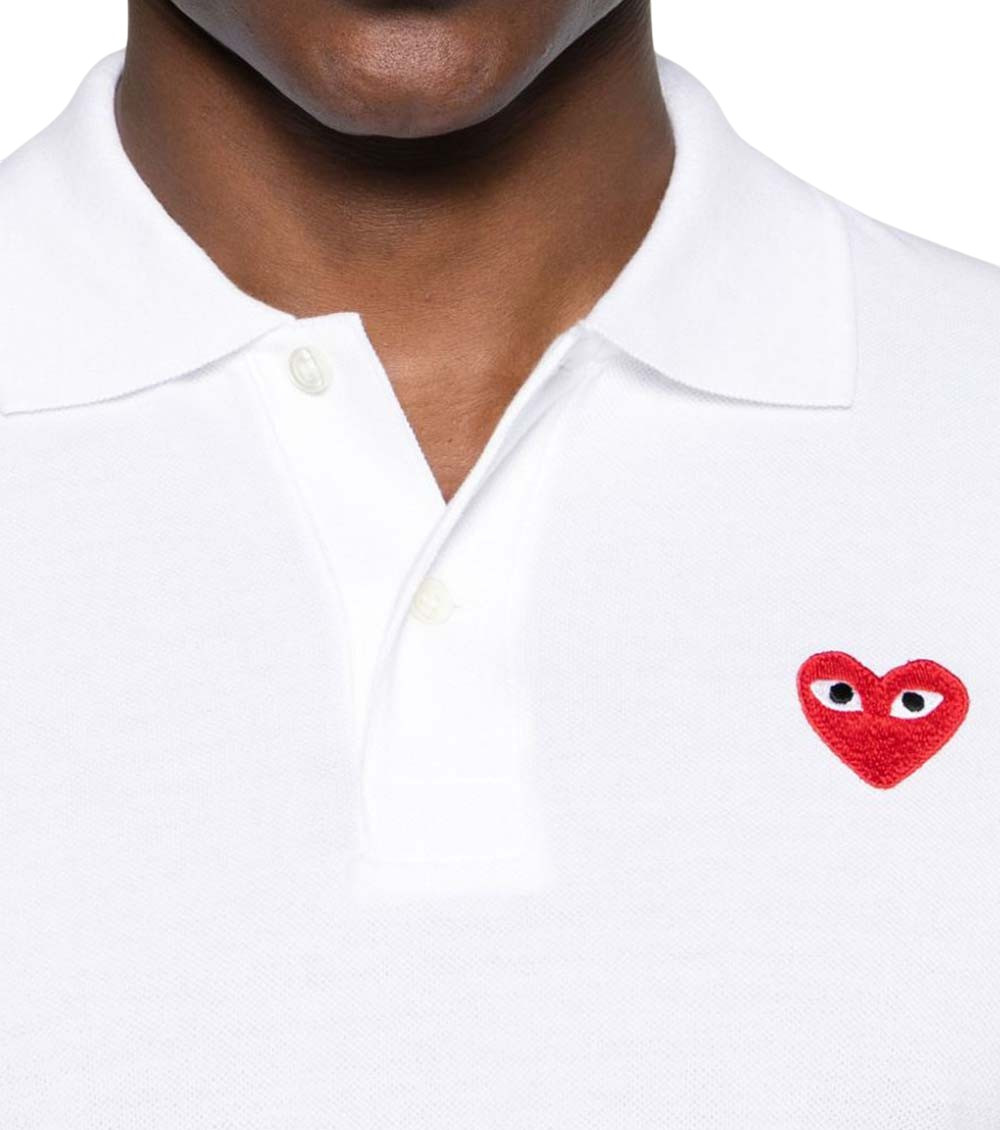 White Logo Shirt Collar Polo