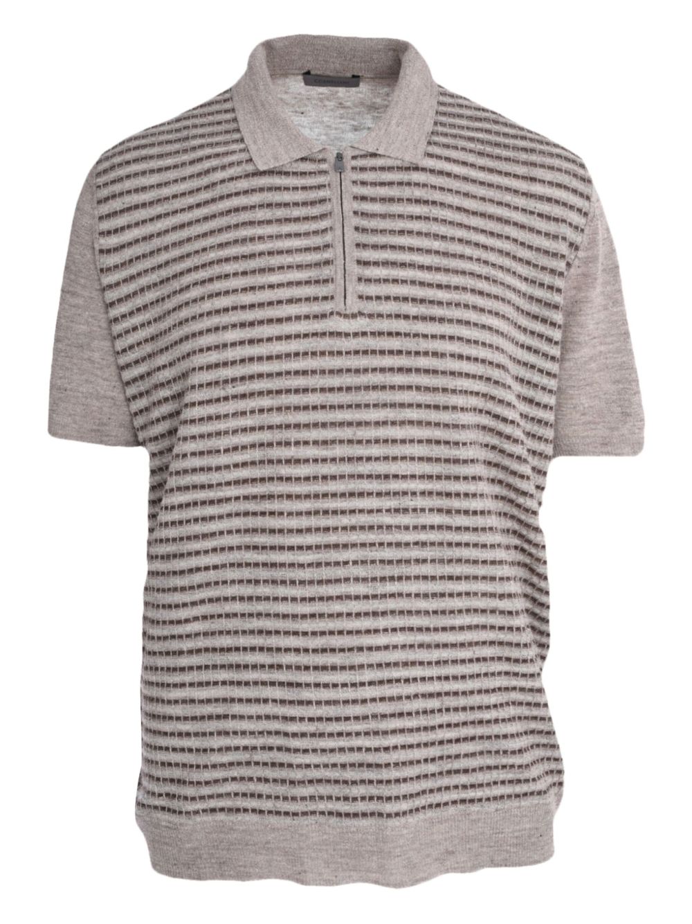 Knitted half-zip polo shirt - Neutrals
