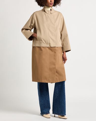 Woman Overcoat & Trench Coat Beige Size 4 Polyester, Cotton, Polyurethane