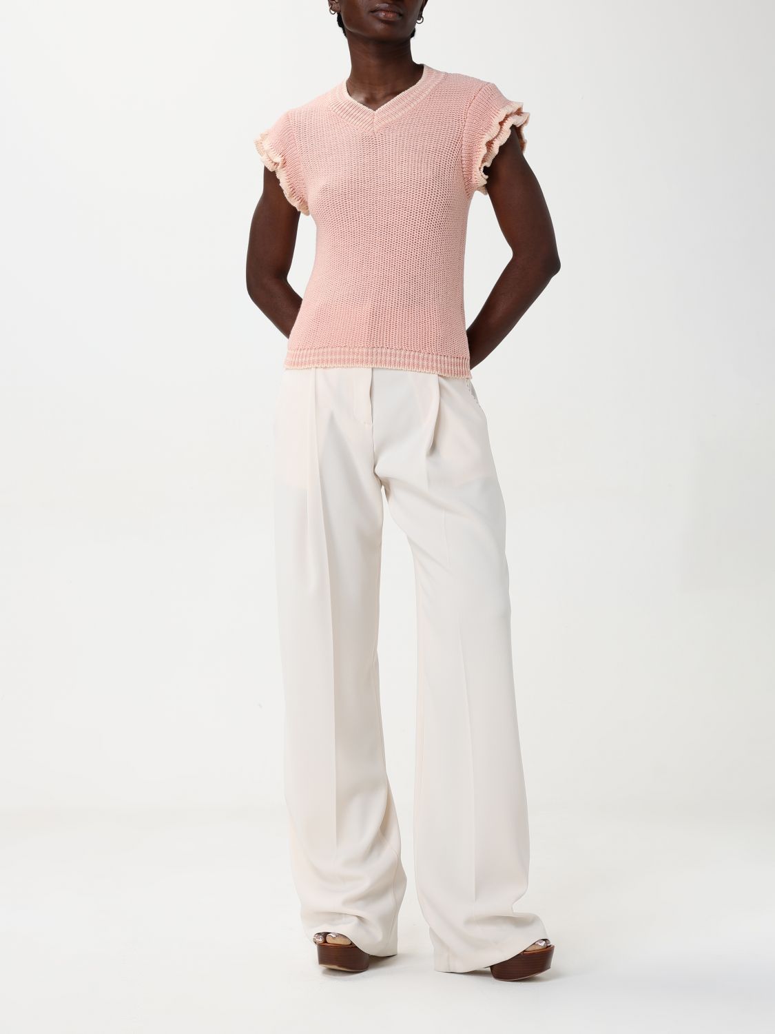 Short-sleeve knitted T-shirt - Pink