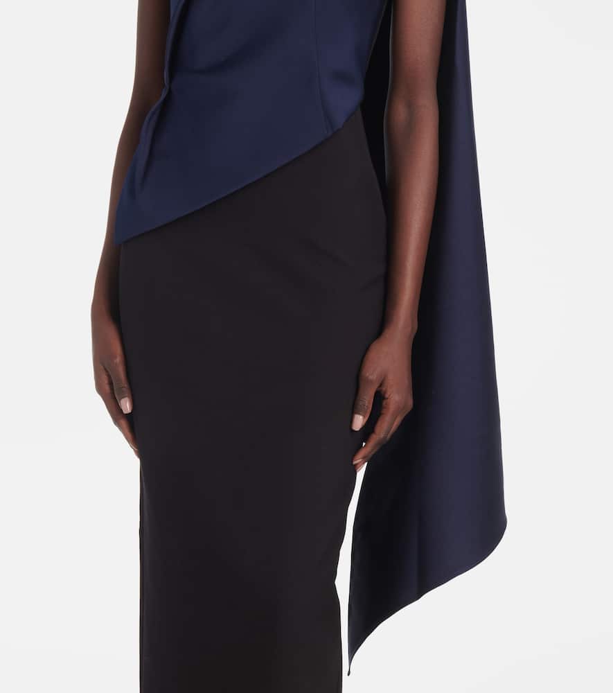 Bow-detail draped taffeta gown