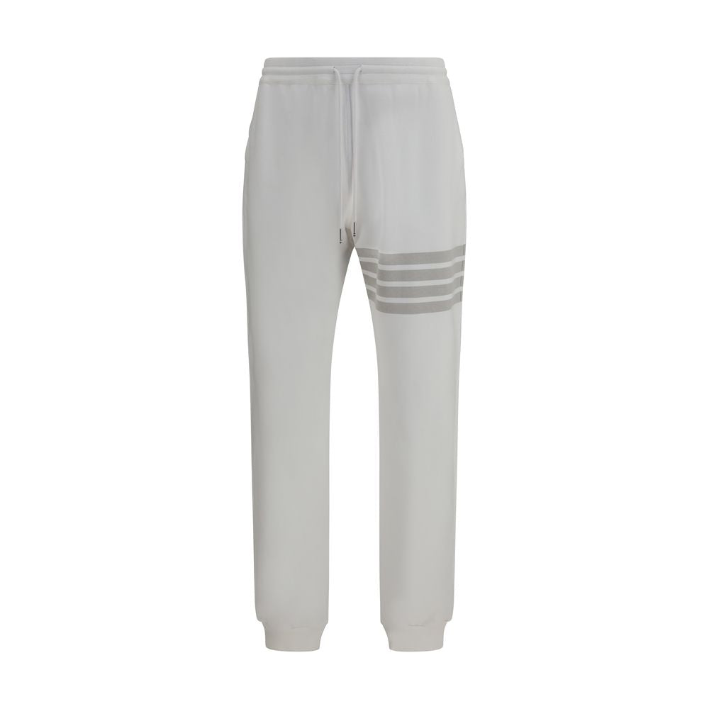 Striped Cotton Joggers — White