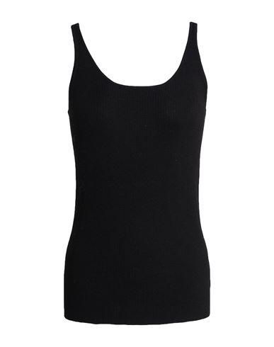 Woman Tank top Black Size L Virgin Wool, Silk