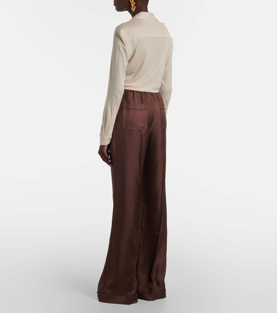 Silk twill wide-leg pants