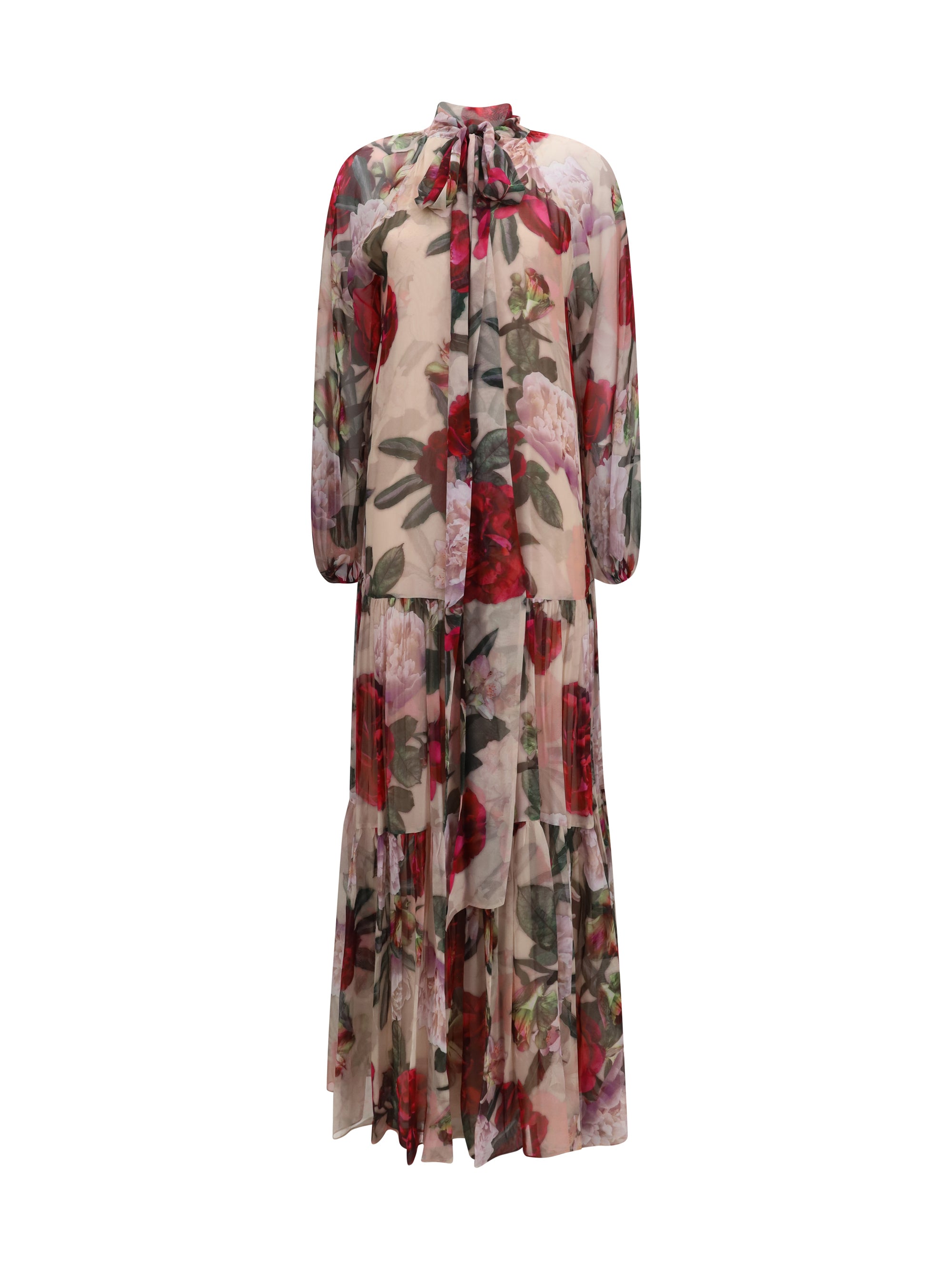 Floral Printed Silk Dress — Multicolor