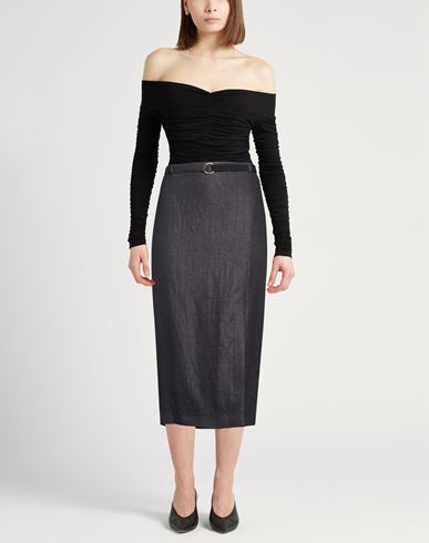 Woman Midi skirt Charcoal Size 10 Linen