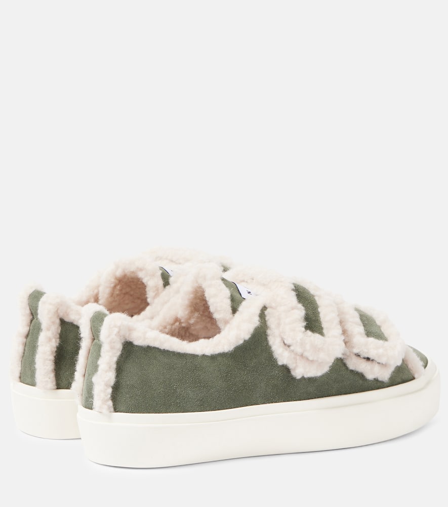 Shearling-trimmed suede sneakers