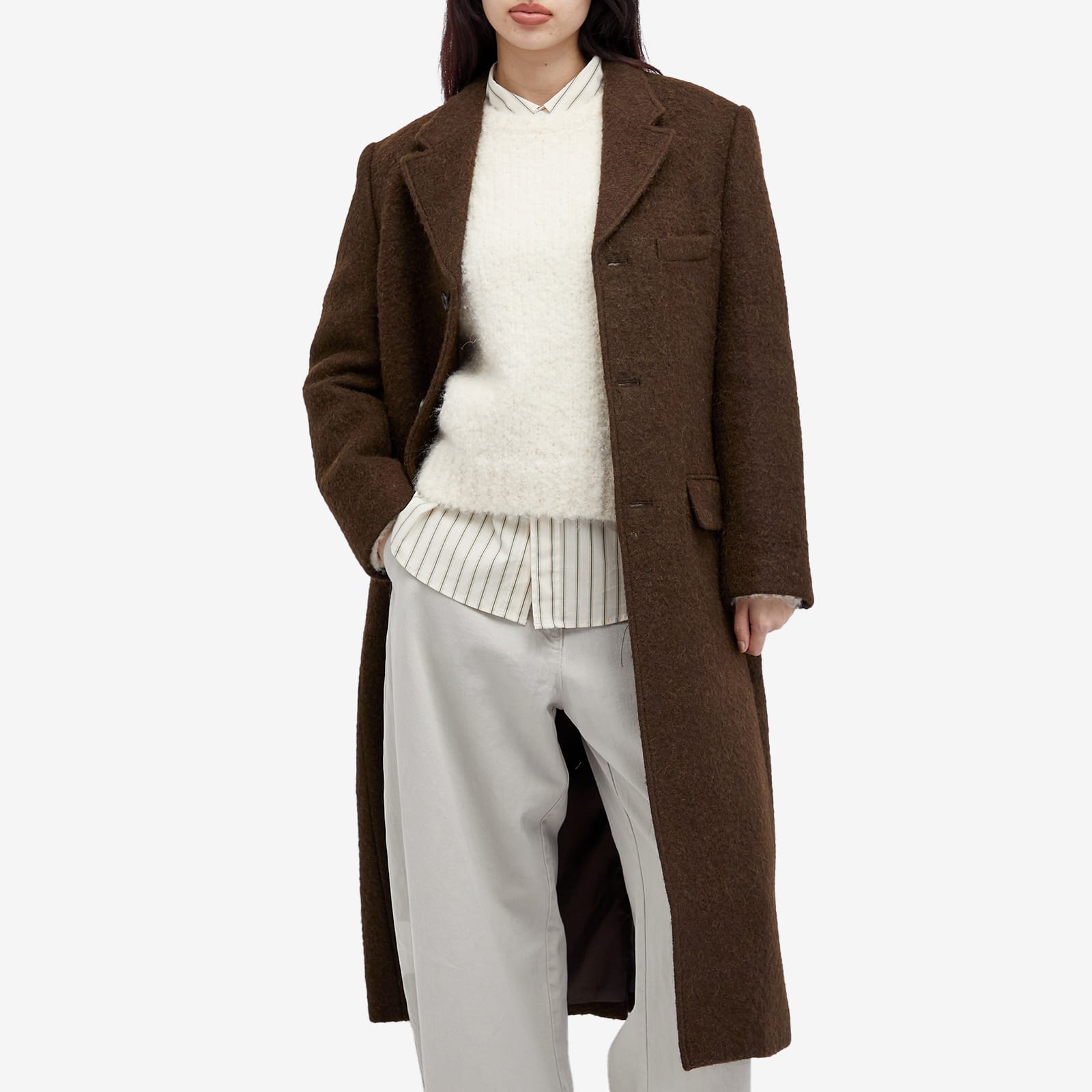 Women's Unisex 2-Way 3 Wool Coat in Brown