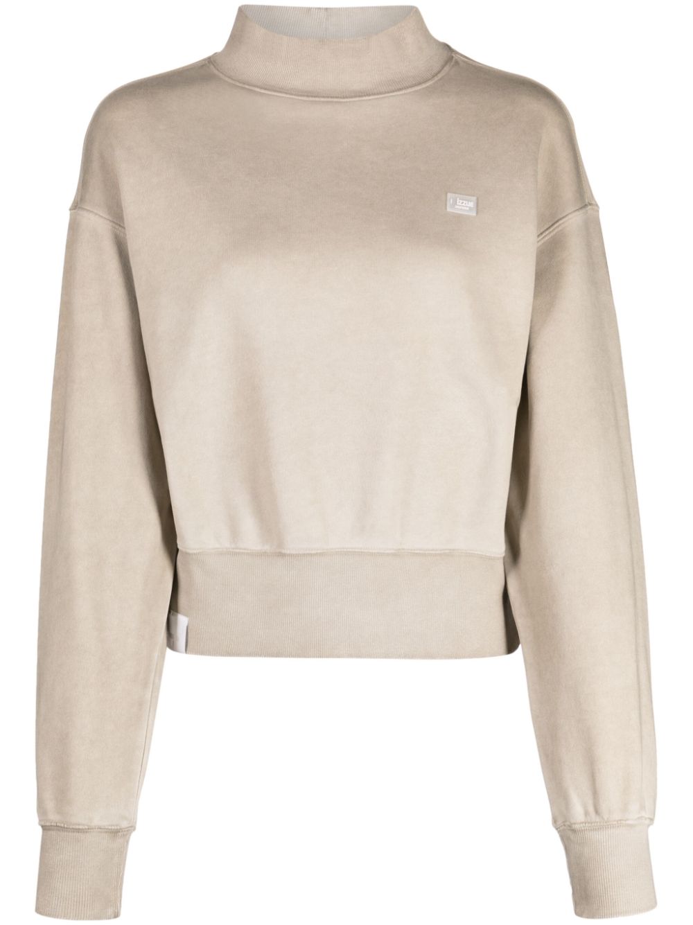 Stonewashed mock-neck sweatshirt - Grey