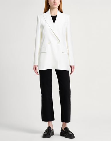 Woman Blazer White Size 10 Polyester, Elastane
