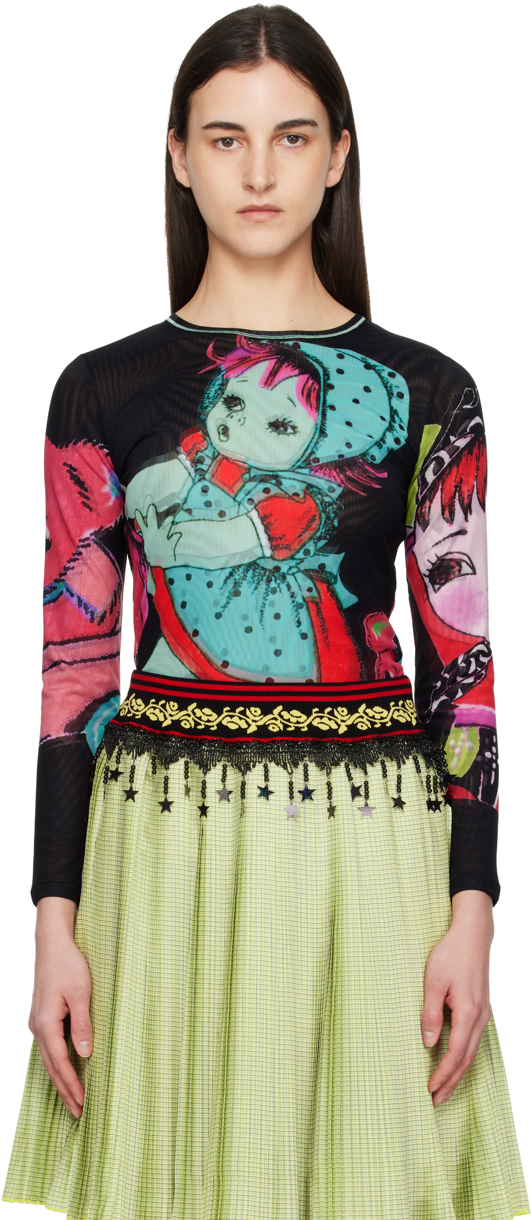 Multicolor Sweeties Fitted Mesh Top