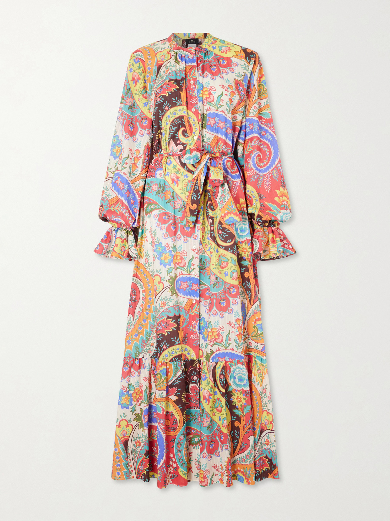 Belted Opaisley-print Cotton-voile Maxi Shirt Dress - Multi
