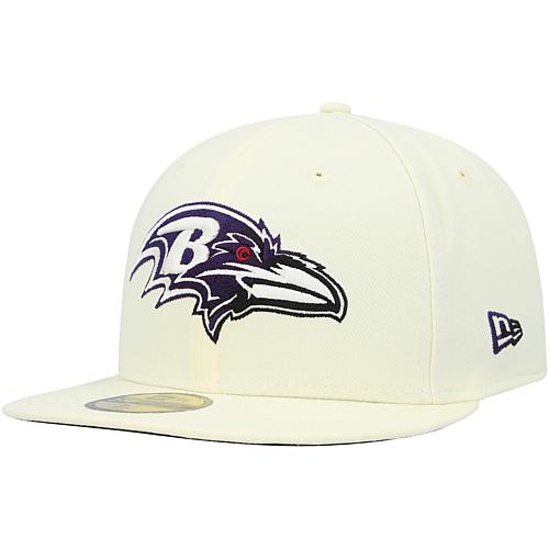Men's Cream Baltimore Ravens Chrome Color Dim 59FIFTY Fitted Hat