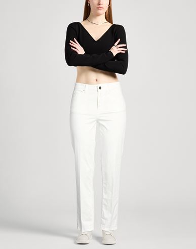 Woman Pants White Size 27 Cotton, Elastane